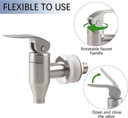 Miniatura 2 de Grifo dispensador de bebidas para pulir acero inoxidable para dispensador de bebidas, grifo de repuesto para latas de bebidas, paquete de 2 Paquete