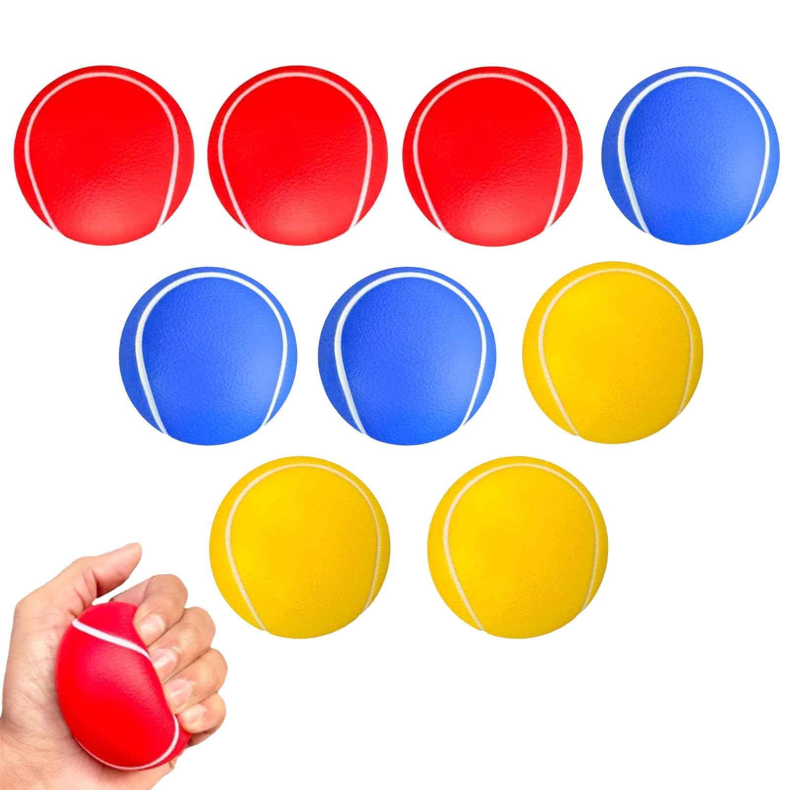 XLTXWD 9 Pcs Soft Ball, Sponge Ball, 7cm Foam Balls for Ideal โ Practice Foam Tennis Balls for Training and Garden Play โ Durable Sponge Balls for Pets Schools and Recreational Use(Yellow, Blue, Red)