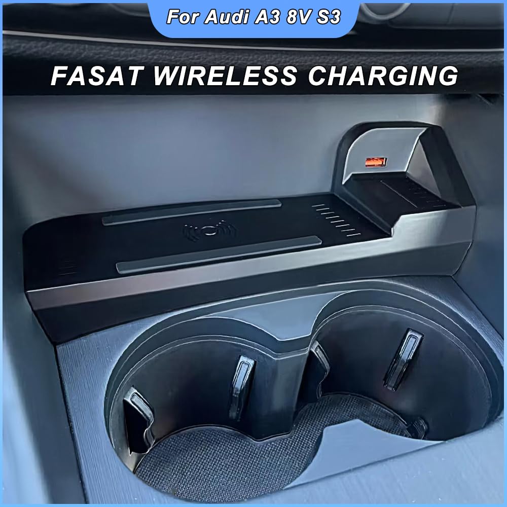 Charge sans fil for voiture 15W, compatible avec A3 8V S3 2014 – 2020, support de téléphone, Charge rapide, Plug And Play, garniture de Console centrale