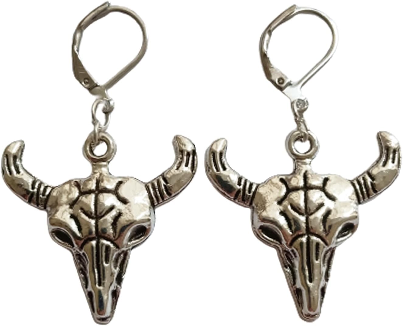 Cool Cowboy Leverback Earrings, Cow Head Ear Clip for Man Woman, Creative Country Jewelry