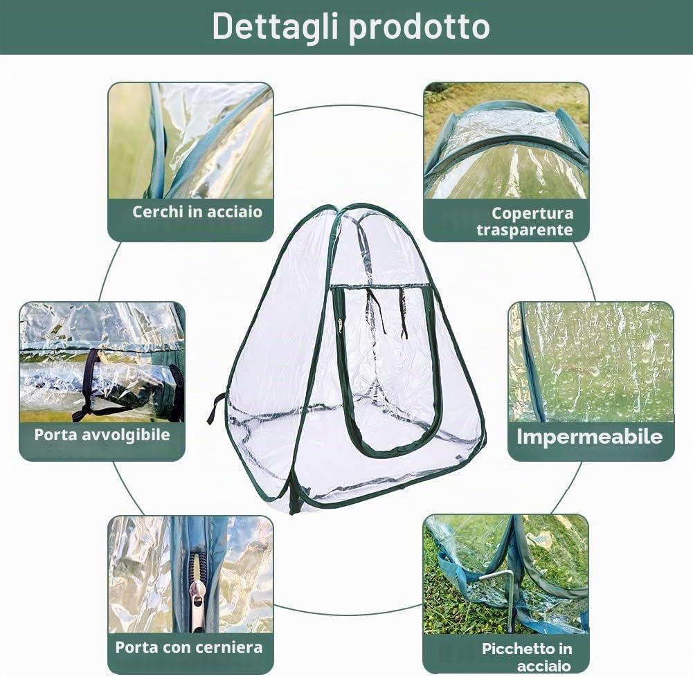 LATERN Tenda della Serra Pop Up, Mini Grow House Stanza del Sole del Fiore del Giardino del PVC Copertura per Serra Portatile per Piante da Giardino Protezione dal Gelo Freddo (70 x 70 x 80cm)