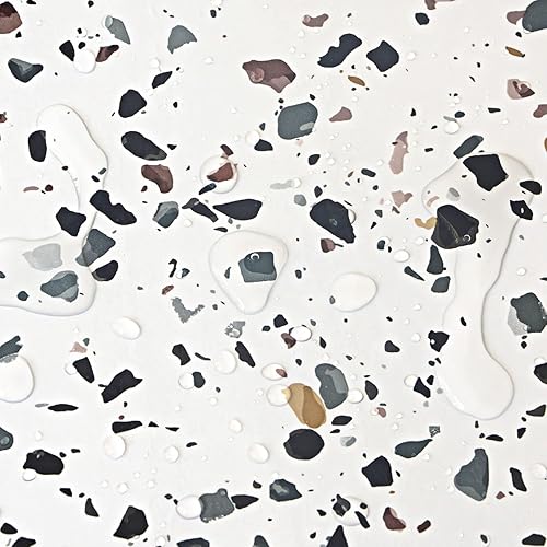 Miniatura 9 de AbaBoorty Papel de contacto de granito de 15.8 x 197 pulgadas, papel de contacto de terrazo blanco para encimeras, papel tapiz autoadhesivo de