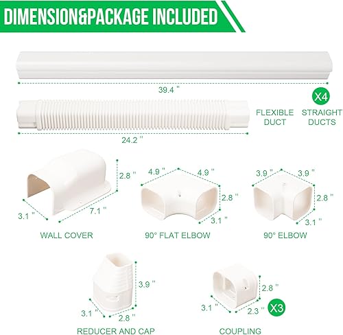 Miniatura 2 de Kit de cubierta de tubería decorativa de PVC para aire acondicionado central y sistema de bombas de calor de 3 pulgadas de ancho y 15.5 pies de largo