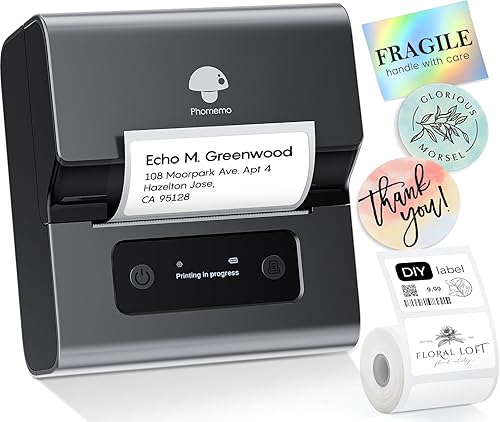 Phomemo Impresora de etiquetas M221, impresora de etiquetas portátil térmica Bluetooth insignia de 3 pulgadas, para dirección, código de barras,