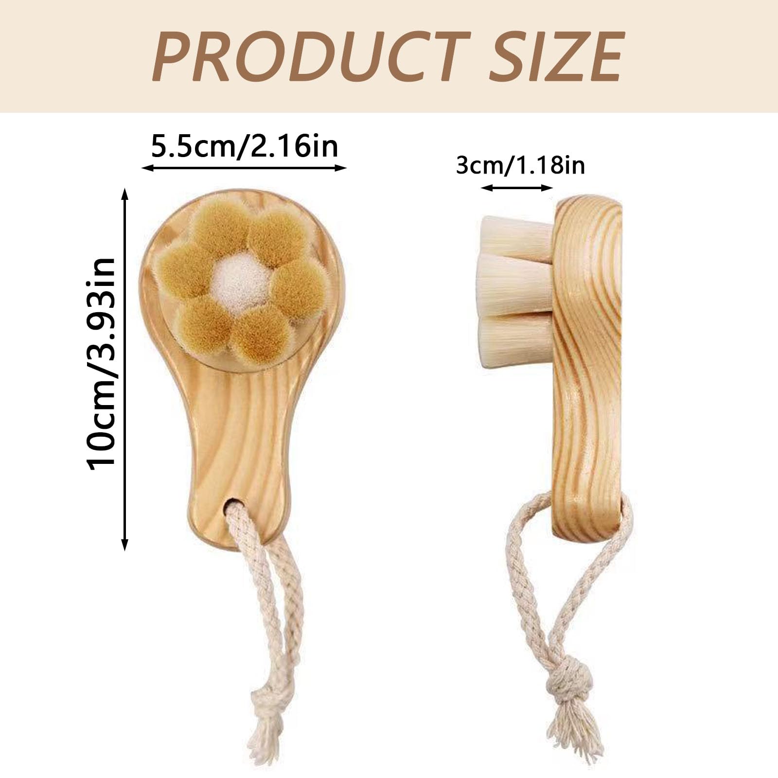 Facial Cleaning Brush Soft Bristle Face Cleaning Deep Pore Cleaning Wood Handle Facial Brush Makeup Removal Massaging Brush for Washing Pore Exfoliation - Image 2