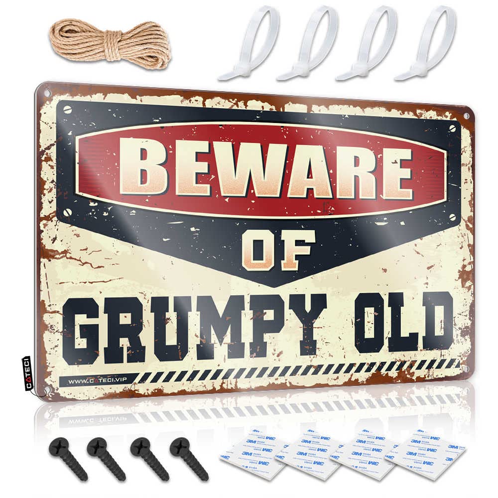 Beer Tin Signs Vintage Sets Beware Of Grumpy Old Sign Garage Decor For Men Vintage Coffee Sign(30X40CM)