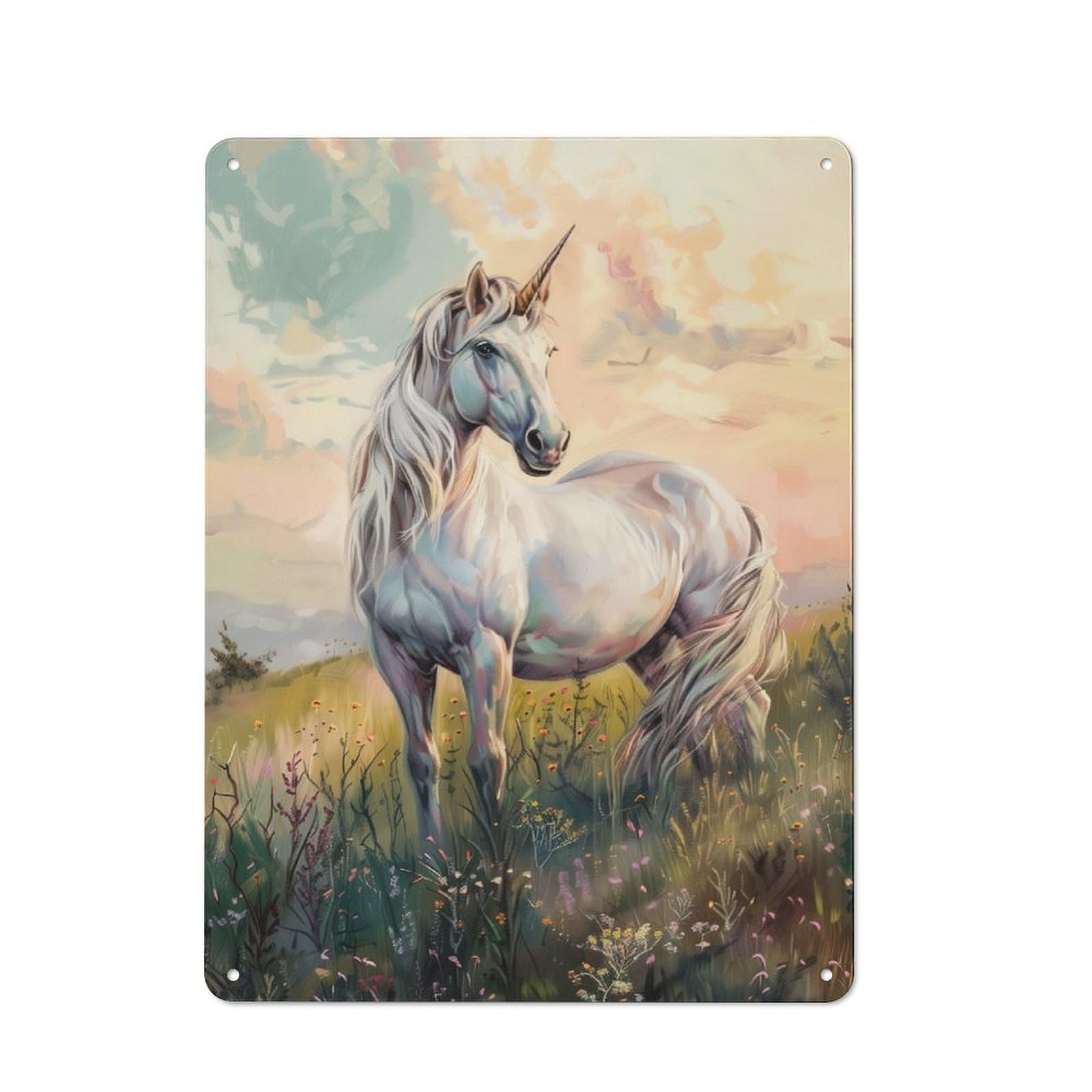 Shed Metal Sign with Majestic Unicorn Design 40x30cm, Vintage Porch Wall Decor for Patio Bar, Workshop, Shed Or Kitchen