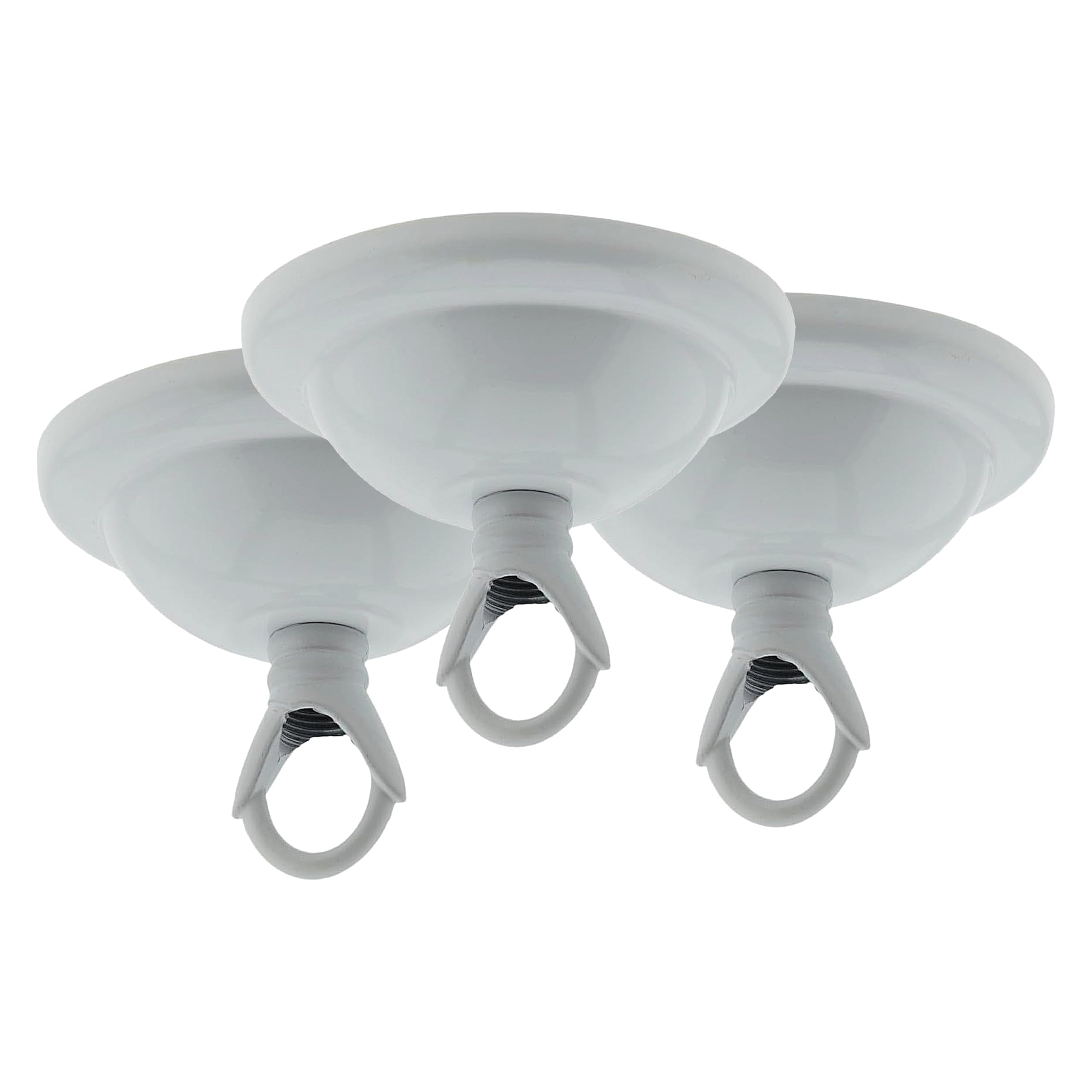 3 Pack Art Deco 67mm Diameter Small Metal Ceiling Rose and Deco Styled Metal Closed Loop in Gloss White Finish