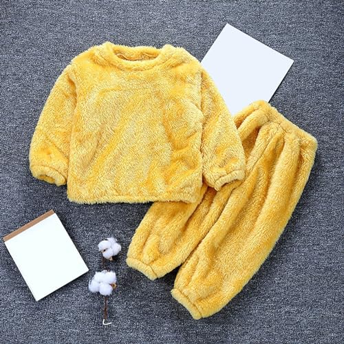 Pijama infantil macio de pelúcia de manga comprida para meninos e meninas, 2 peças, conjunto de roup