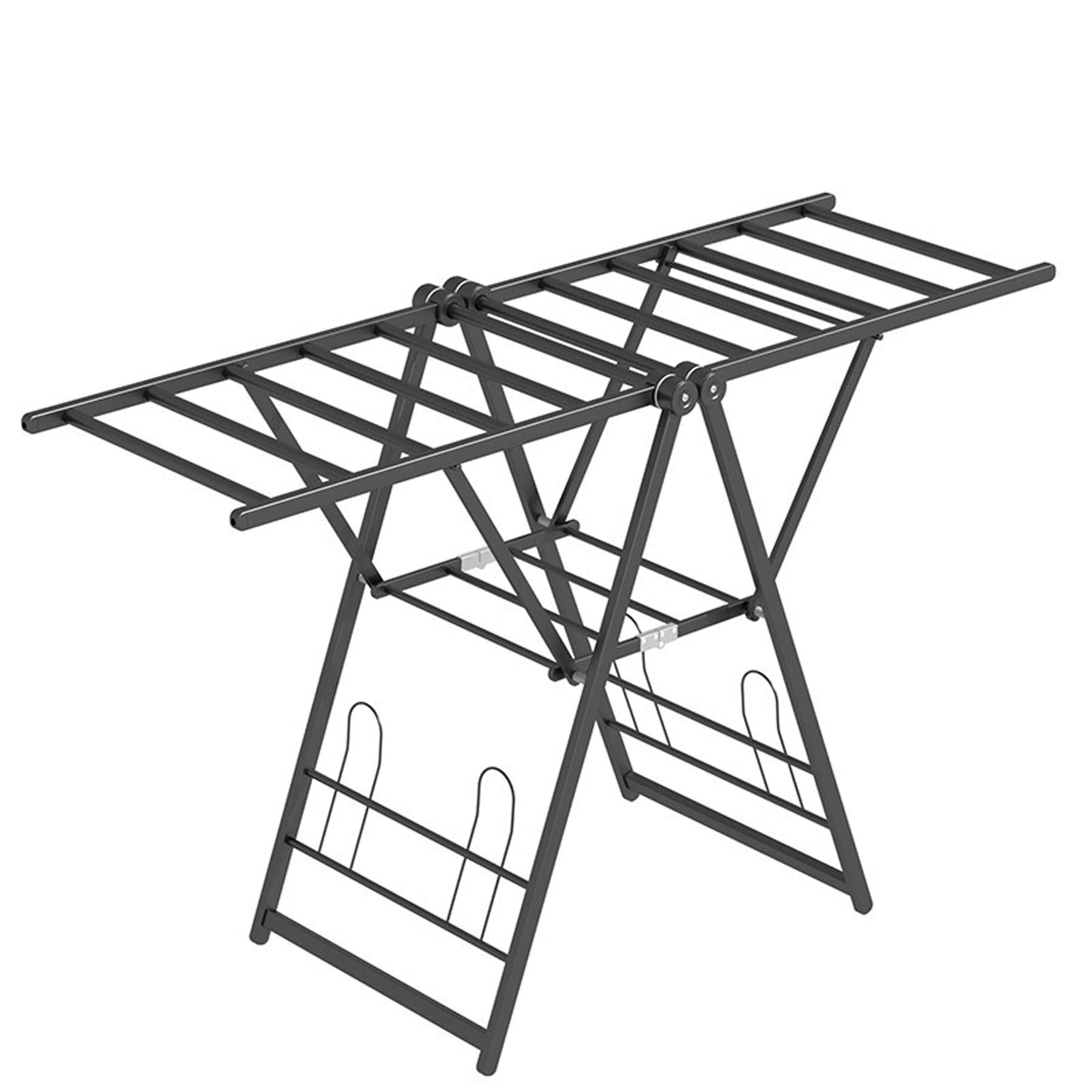 Faltbarer Wäscheständer, 2-stufiger Wäscheständer, höhenverstellbare Flügelflügel, Edelstahl, großes faltbares Design für einfache Lagerung, 1,3 m