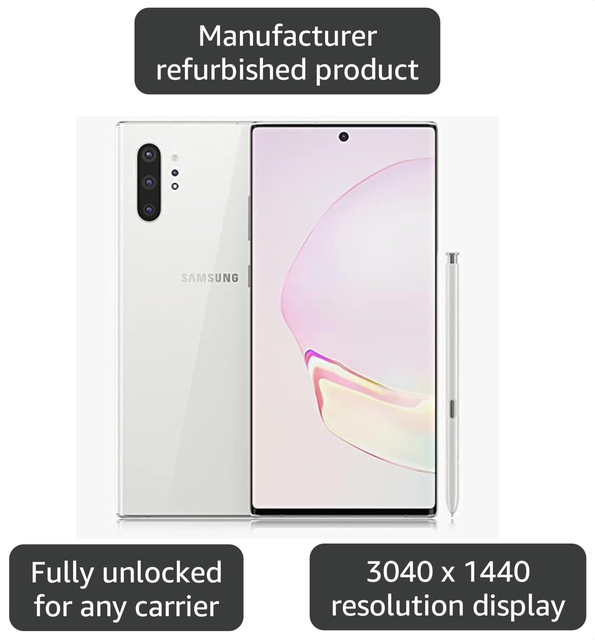 Amazon.com: Samsung Galaxy Note 10+, 256GB, Aura White - Fully