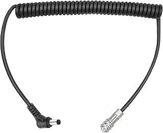 LSYRIA BMPCC 4K 6K Pro to DC Male 5.5 * 2.5mm Coiled Power Cable Suitable for Blackmagic Pocket Cinema Camera and Gold Mount V Mount Battery, Weipu SF6 2 Pin 59 inch Compatible with 2.1 or 2.5 5.5mm