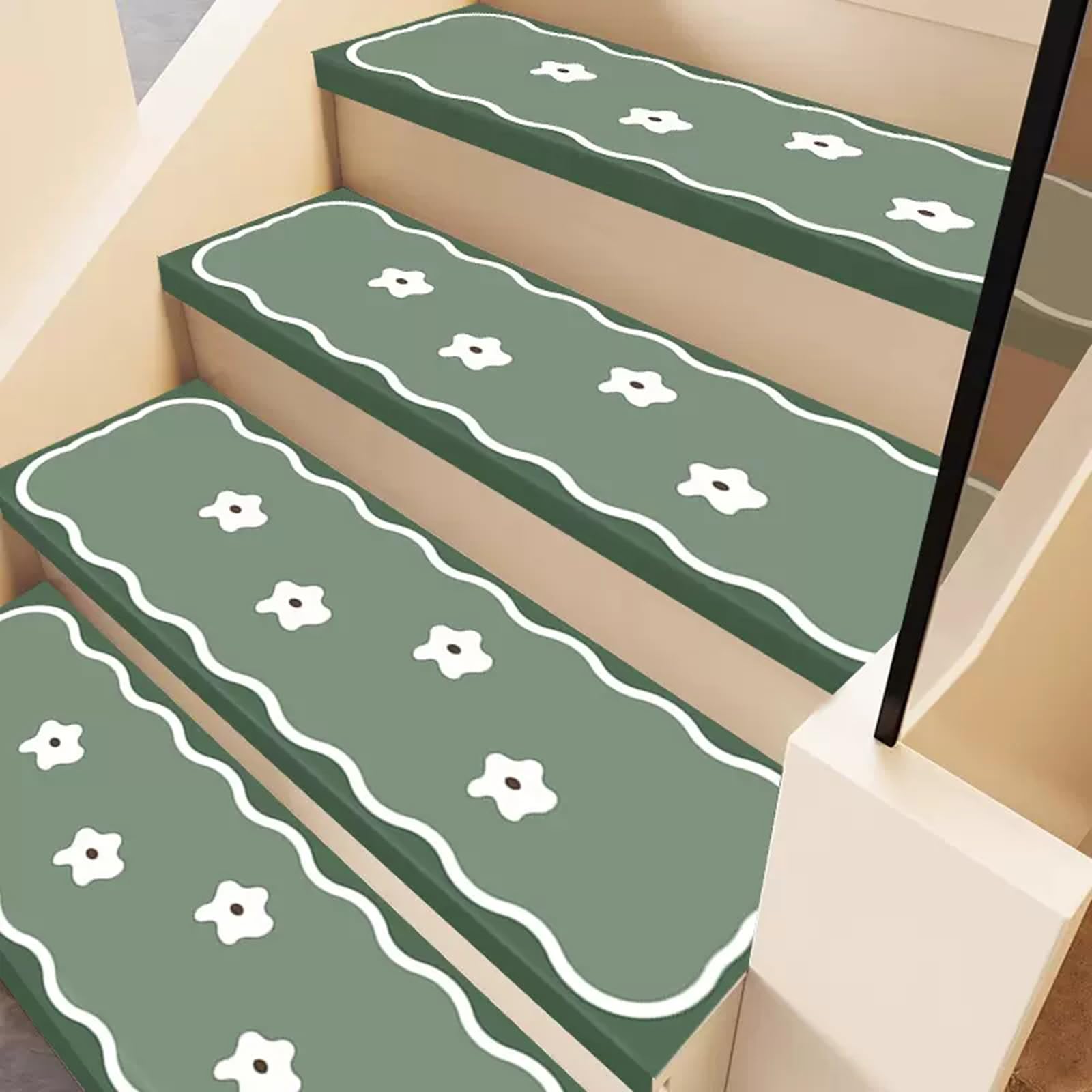 Lorxilar Non Slip Stair Mats for Wooden Stairs Bullnose Carpet Stair Treads Indoor for Kids Elders & Pets