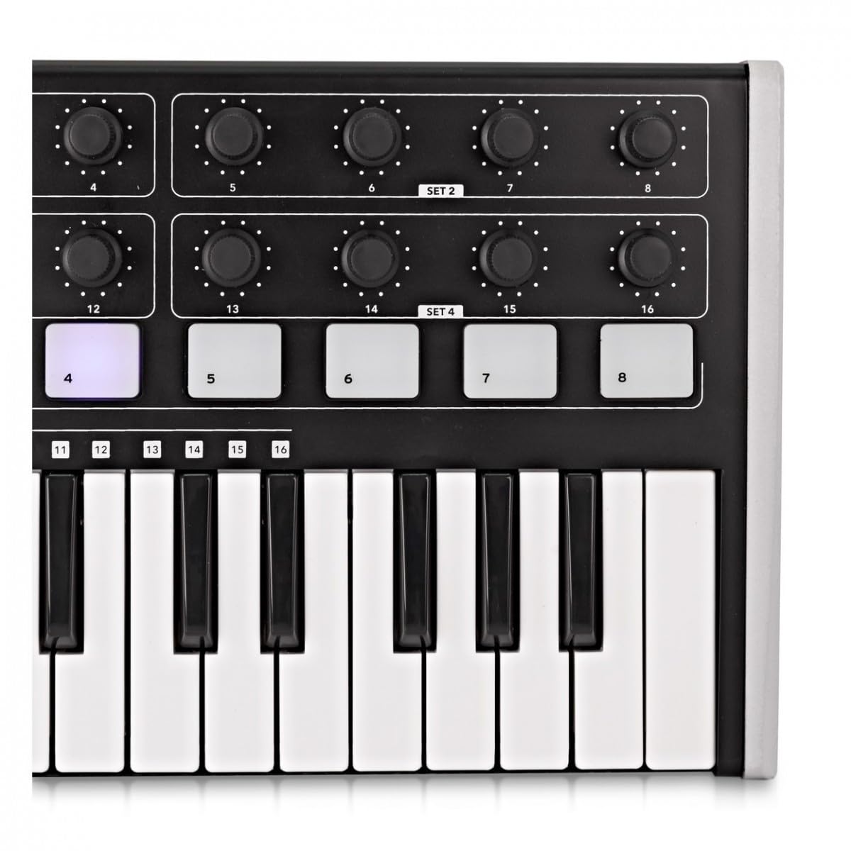 Teclado controlador MIDI de 25 teclas SubZero CommandKey25 | 25 Teclas Finas Sensibles a la Velocidad, Pads Perillas y Bandas Táctiles Asignables, Chasis Compacto 37cm