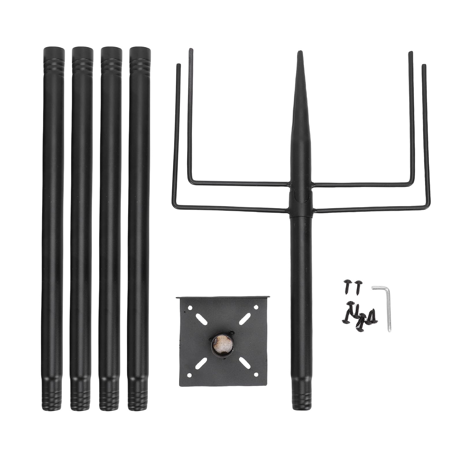 Kit palo per mangiatoia per uccelli Altezza regolabile Supporto per palo per casetta per uccelli in acciaio resistente con base a 5 poli per esterno