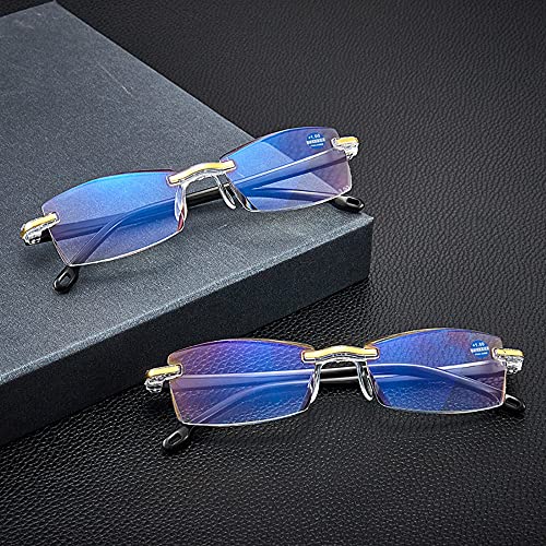 Image of AUGEN Blue Block Rimless Reading Glasses Gold Clear Unisex Free Size Power (+1.00, Pack Of 1)