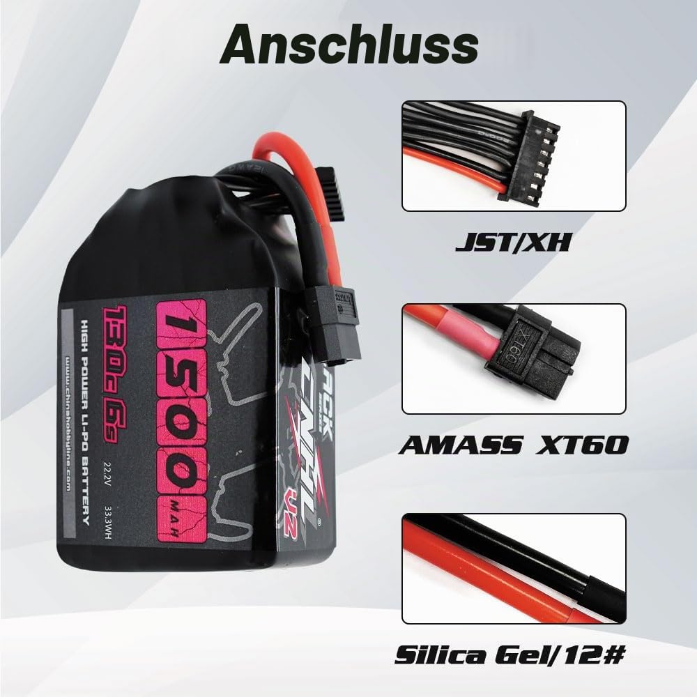 CNHL Black Series 6S 1500mAh 22,2V 130C Lipo Akku für Vortex LRC Freestyle V1 RC Boot Heli Flugzeug UAV Drone FPV Multi-Motor Hobby DIY Teile