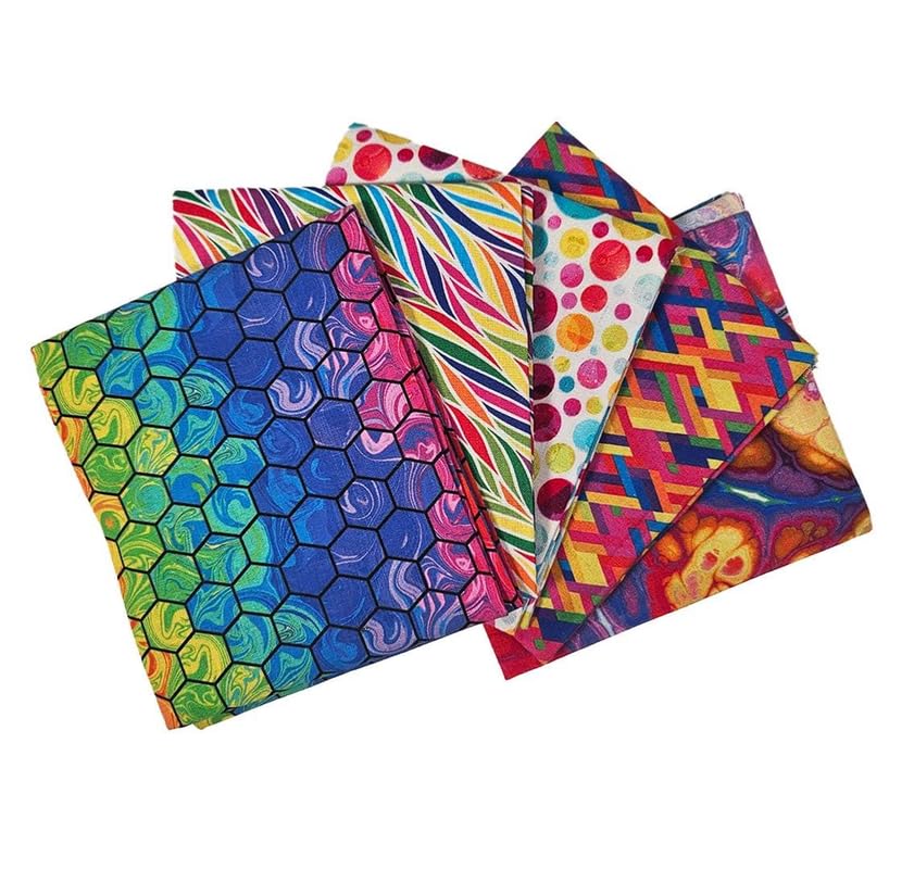 Multi Bright 100% Cotton Fat Quarters 45x55cm Wide Digital Bundle for Crafting, Sewing, Quilting, Home Décor