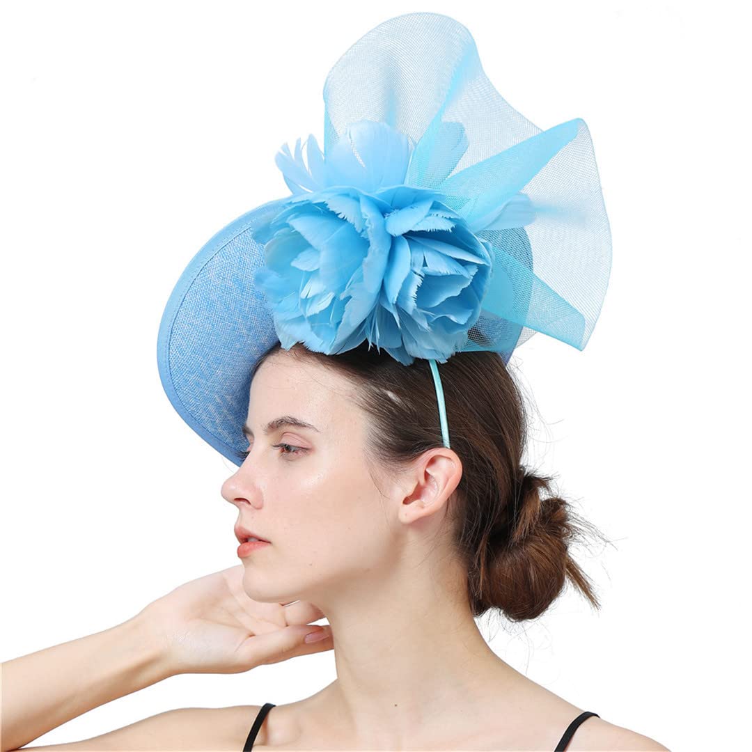 Lmtossey Cappello da donna in lino fascinator accessorio per capelli con fascia floreale