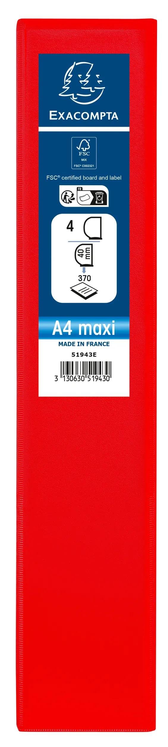 Exacompta 10 raccoglitori personalizzabili 3 tasche A4 4 anelli rosso