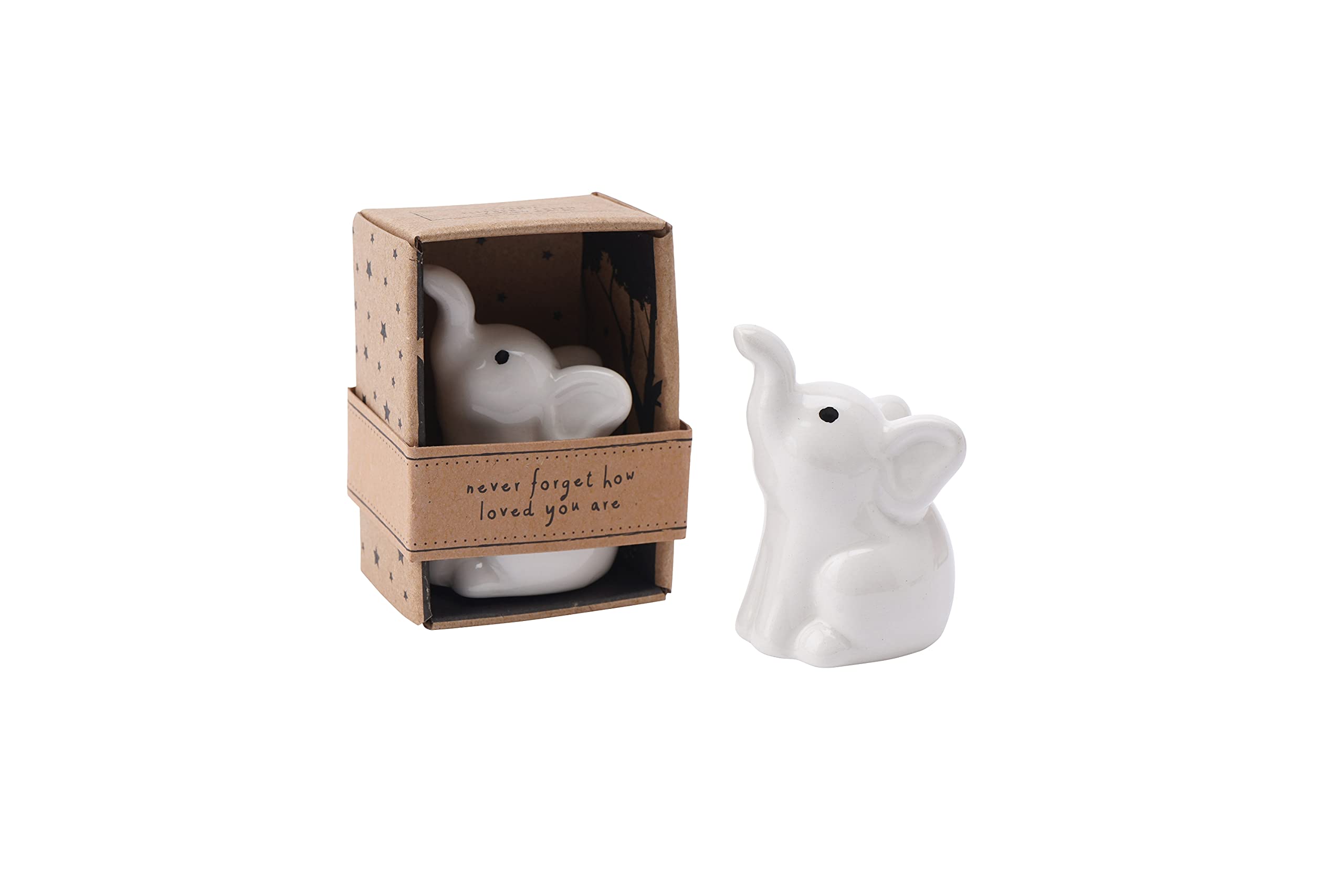 Cgb Giftware White Ceramic Elephant Charm | Ornament Collectable Decoration | Home Accessory | Gift For Her | Send With Love Gb06011
