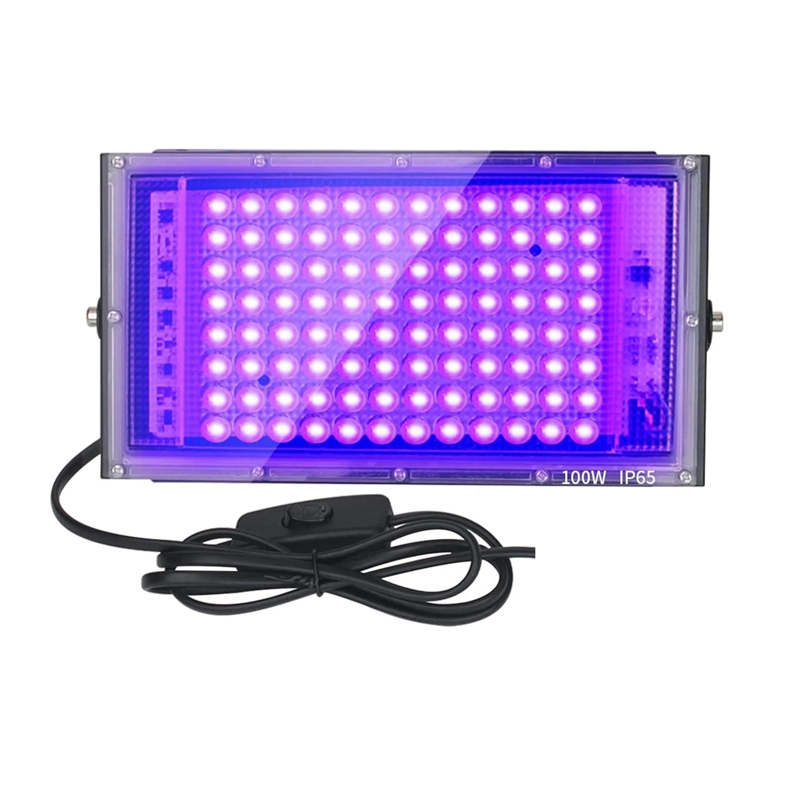 MINING Flutlicht im Freien, 100 W Schwarzlichter, Schwarzlicht-Flutlicht mit Stecker und Schalter, for Glow-Party, Halloween, fluoreszierendes Poster, Körperbemalung(PURPLE LIGHT_BLACK-2PCS_100W)