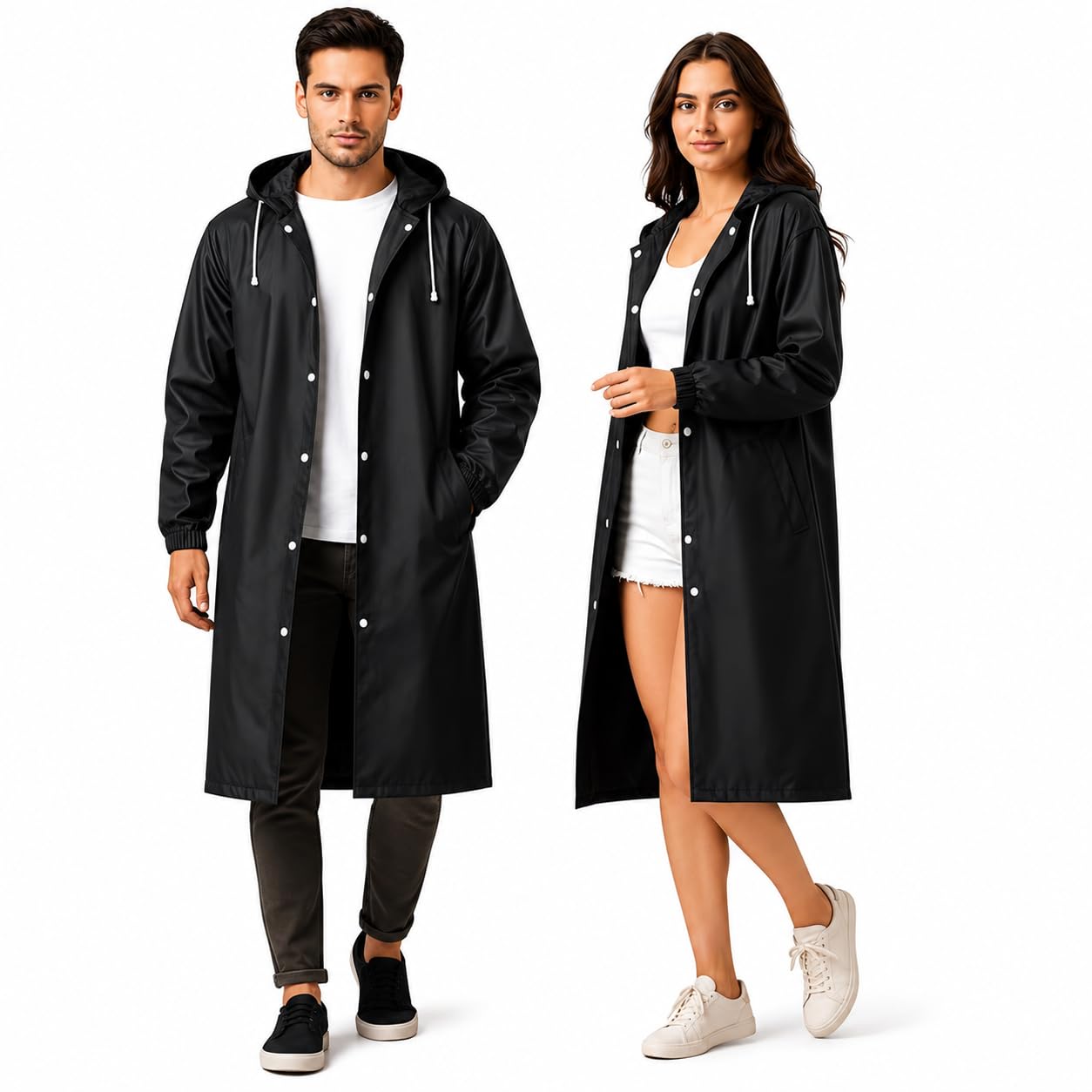 Waterproof Unisex Raincoat with Hood | Full Sleeves Outdoor Rainwear Poncho for Men, Women, Boys & Girls | Water Resistant Portable Travel Suit for Camping, Hiking, Trekking & Daily Commute-picture-41