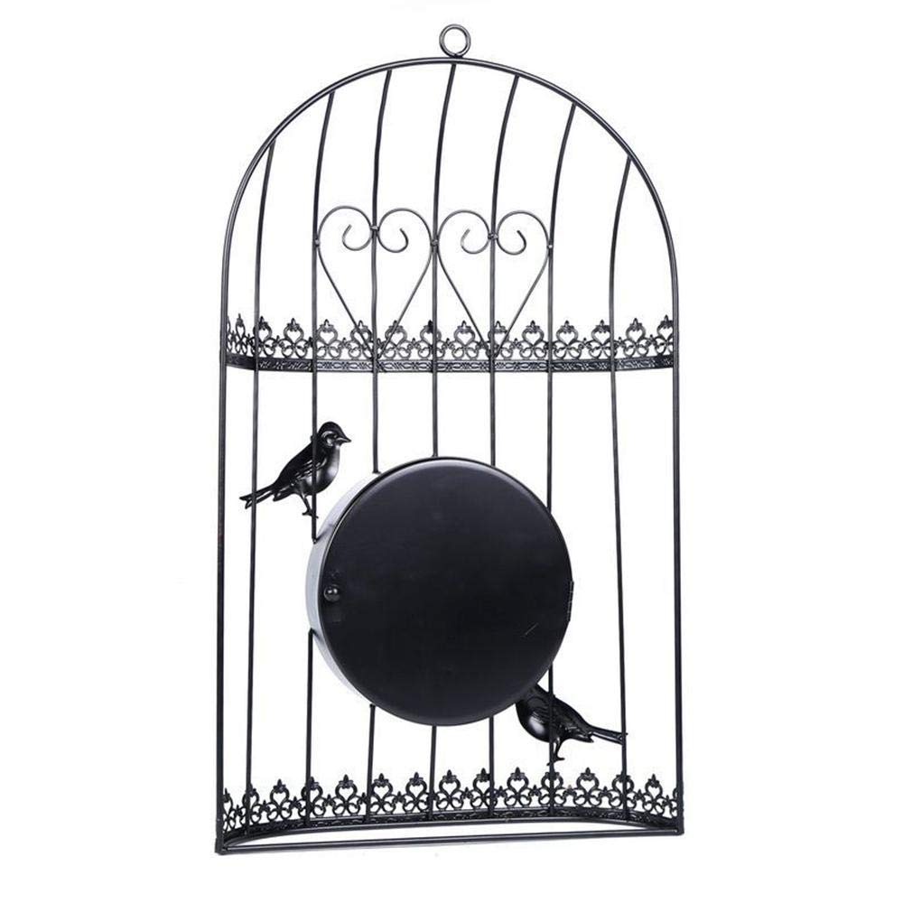 Reloj de pared para jardín al aire libre, diseño de jaula de pájaros de hierro impermeable, decoración creativa para interiores y exteriores, elegante reloj para decoración del hogar y el jardín