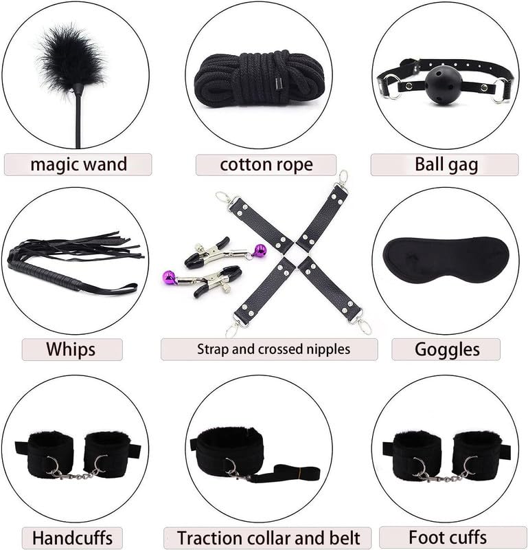 10-teiliges Schwarzes Nylon Starterset, Flexibles Trainingszubehör Für Die Ganze Familie, Geschenk Für Paare - Q-Nl