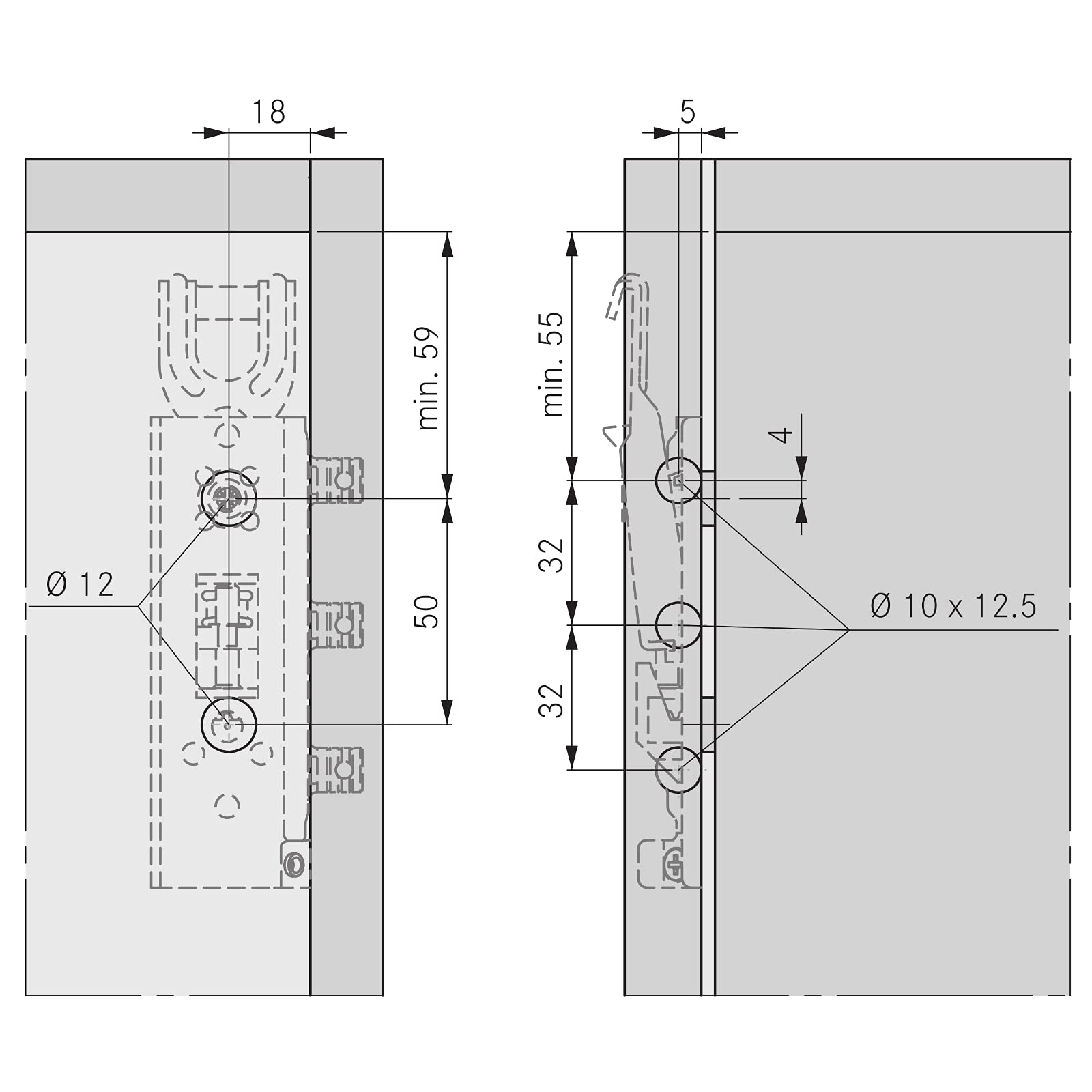 4 Sets verdeckte Schrankaufhänger TH6401 Tragkraft 130 kg mit teilbaren Schrankschienen verstellbarer Wandhalter für Oberschrank Stahl verzinkt von SOTECH