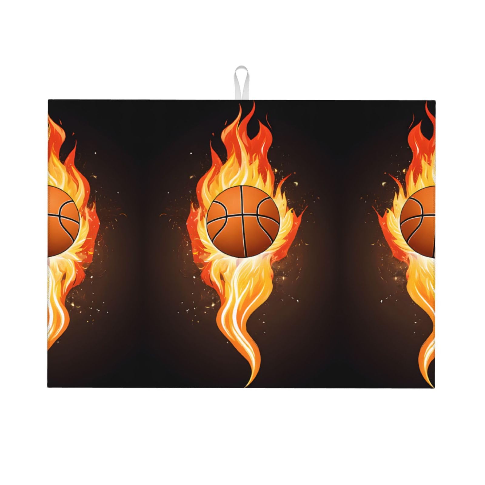 Basketballprint Dish Drying Mat, Microfiber Dry Pad, Quick-Drying Dish Drainer Board Mat For Kitchen Counter-Top Tabletop Accessories,24x18 Inch