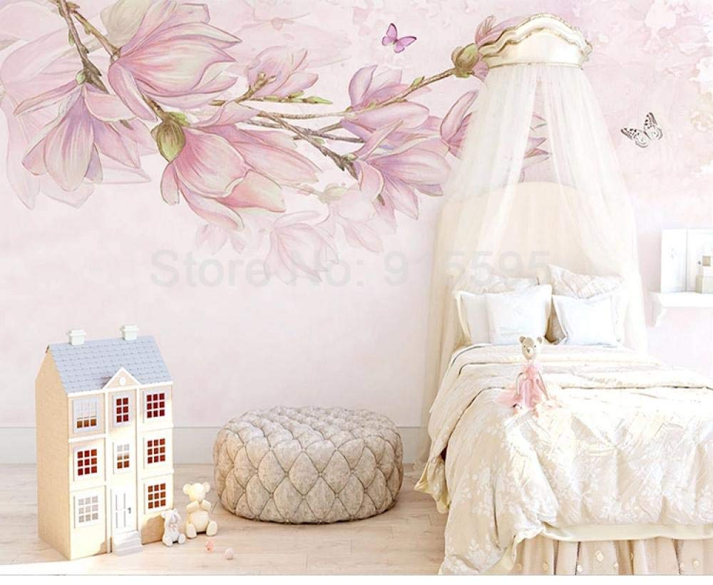 Papier peint 3D fleurs roses pour recouvrir un grand mur de salon