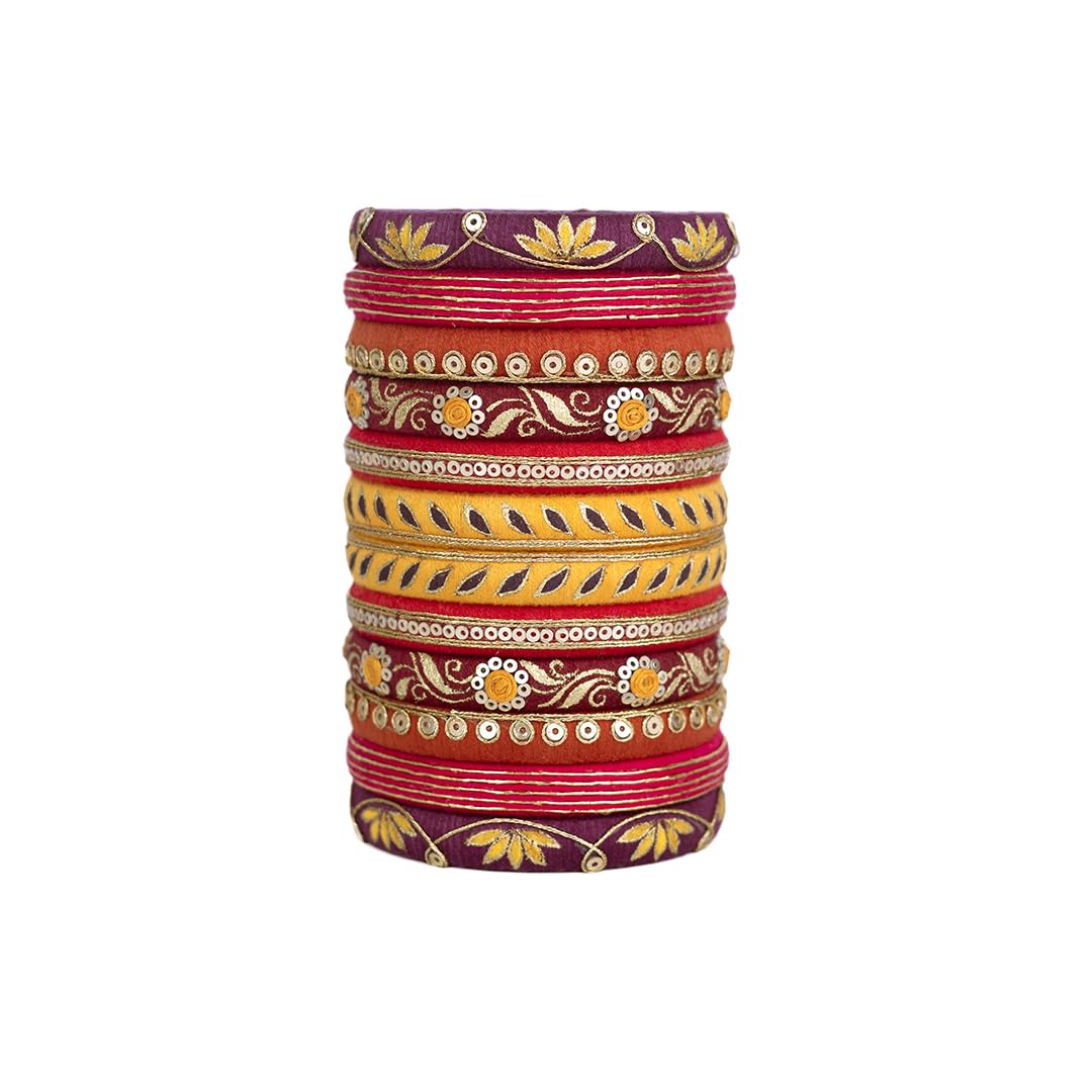 Taasha Craft Inara purple and orange Handcrafted Bangles, Handcrafted Cotton Thread Bangle Set forWomen & Girls Size 2.10 Set of (12 Bangles) (B0D9BWL4HF) Amazon Price History, Amazon Price Tracker