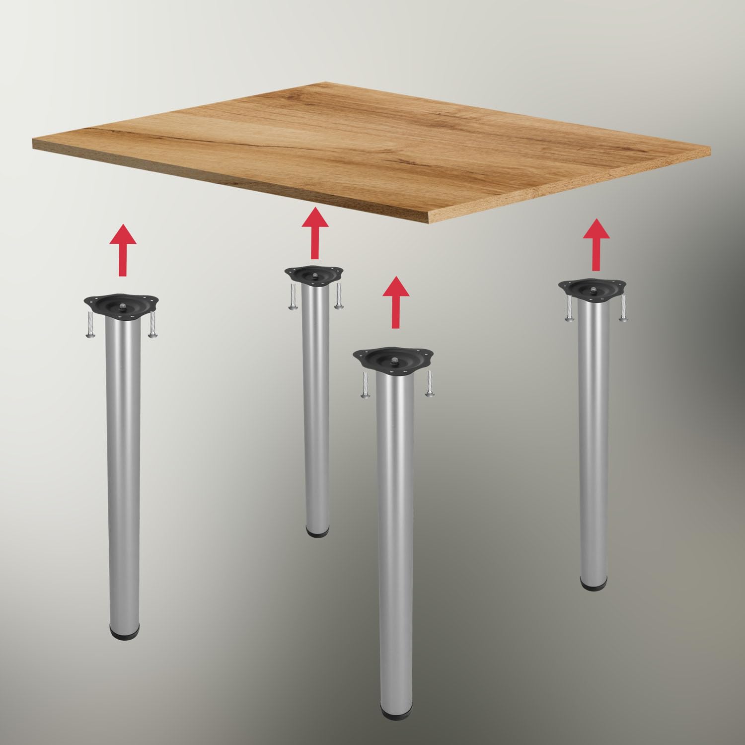 KOTARBAU Juego de 4 patas de mesa de acero inoxidable, 71-74,5 cm, patas de mesa, patas ajustables, patas de mesa, patas de mesa, patas de mesa, patas de mesa, patas de muebles, patas plateadas