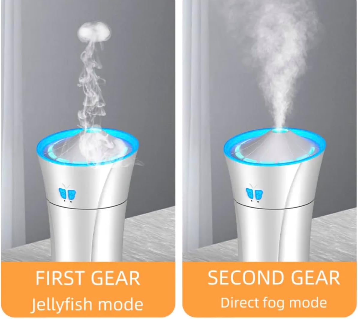 Mauna Torch Aroma Diffuser for Cars White USB - Aromatherapy Essential Oil Diffuser, Air Diffuser/Humidifier 2 Mist Modes, Jellyfish Erupt, Excellent Gift for All