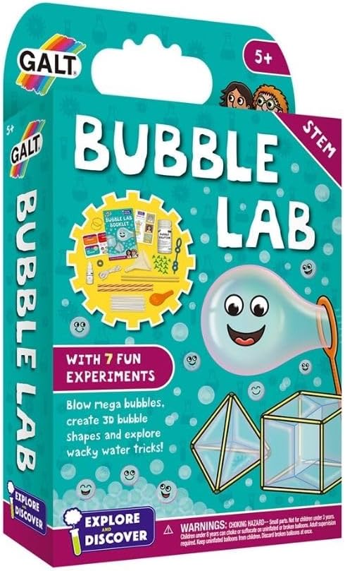 Bubble Lab - Explore and Discover Science Kit for Kids, Childrens Craft Set and Guide Book - 7 Fun STEM Experiments from 3D Bubble Shapes to Water Tricks - For Boys and Girls Ages 5 Years Plus