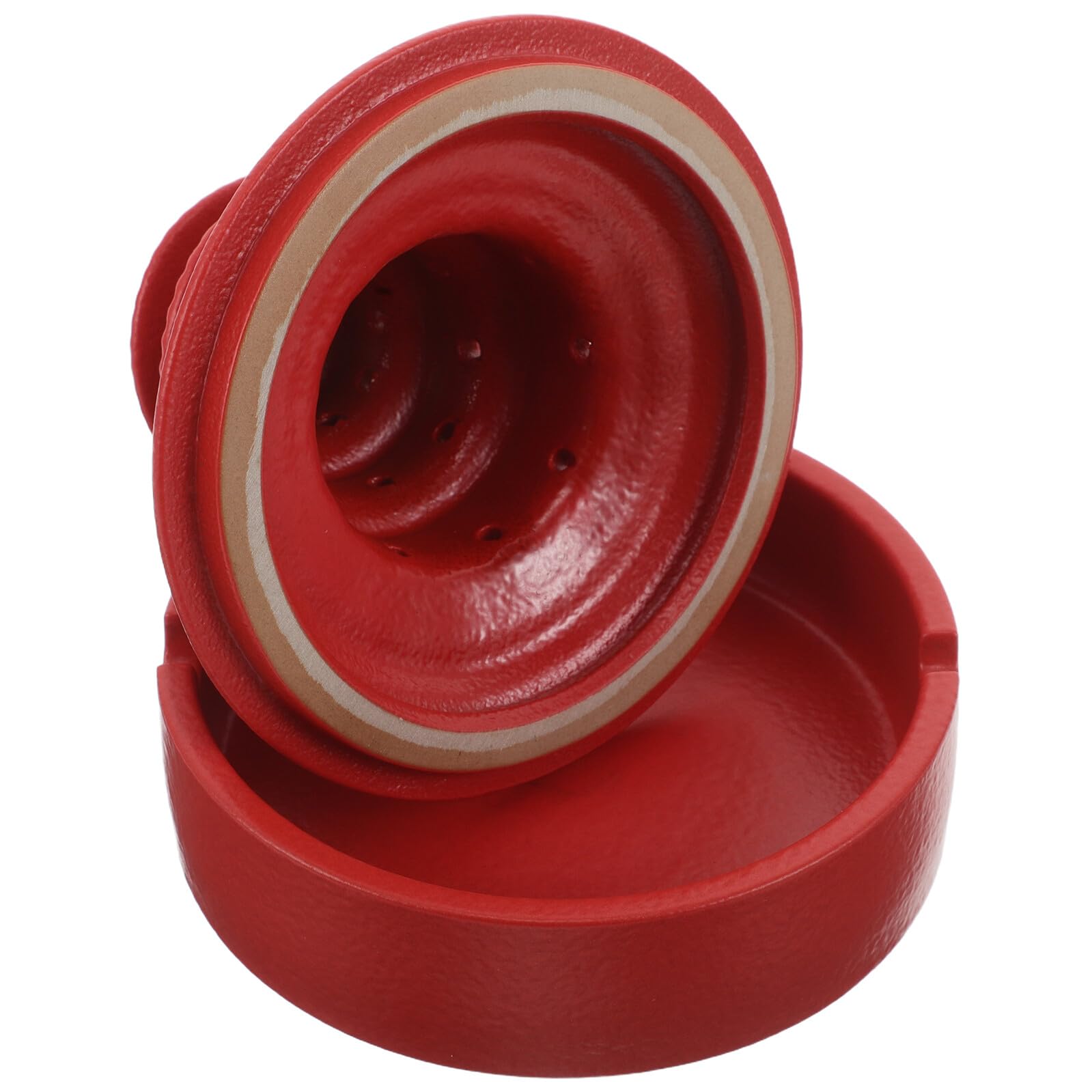 Brûleur de parfum anti fumée excessive en céramique rouge avec couvercle