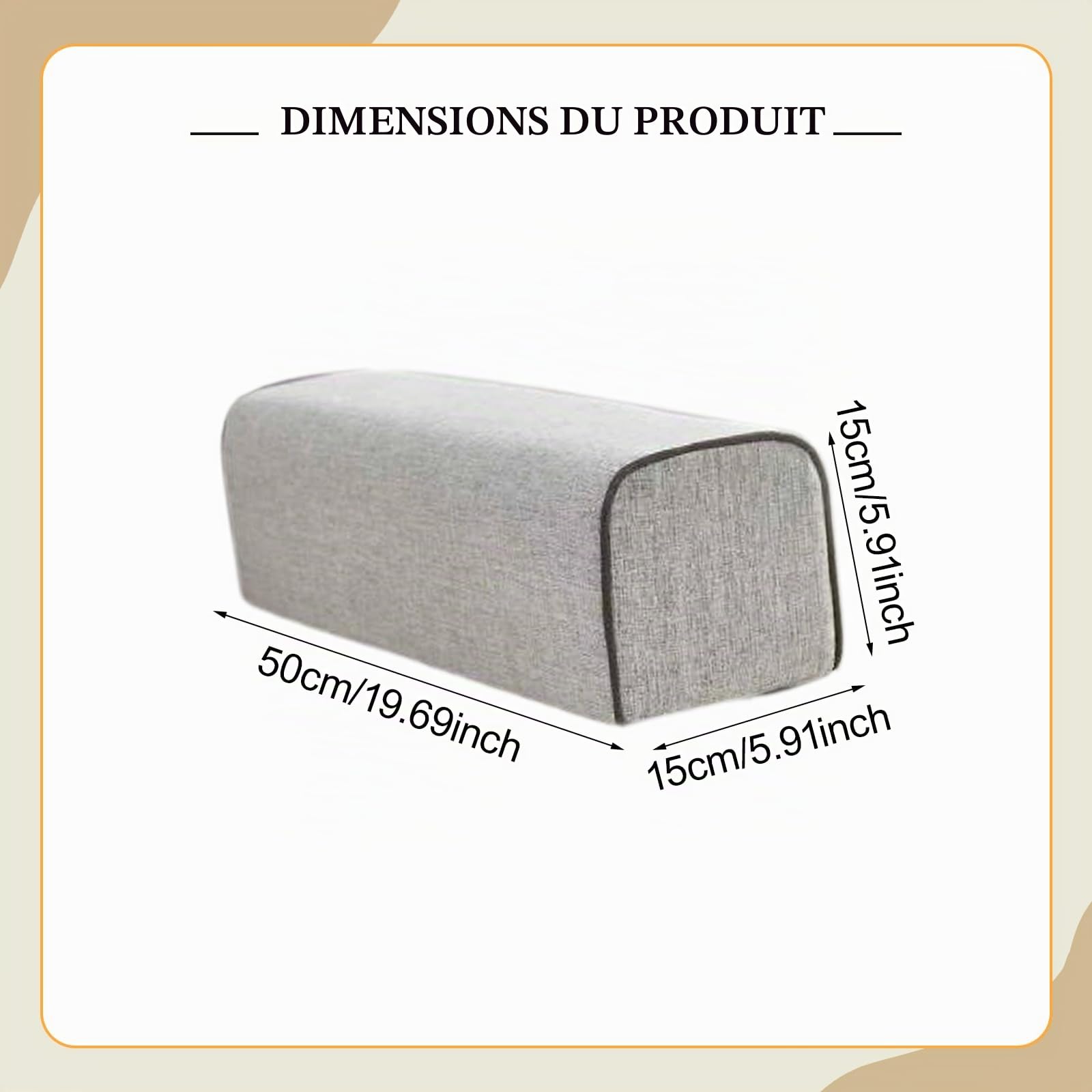 predolo Coussin d'accoudoir en Lin, Coussin d'accoudoir de Canapé, Support Oreiller en Mousse Haute Densité pour Canapé, Ergonomique, Facile à Transporter, Coussin Lombaire avec Fermeture, Gris
