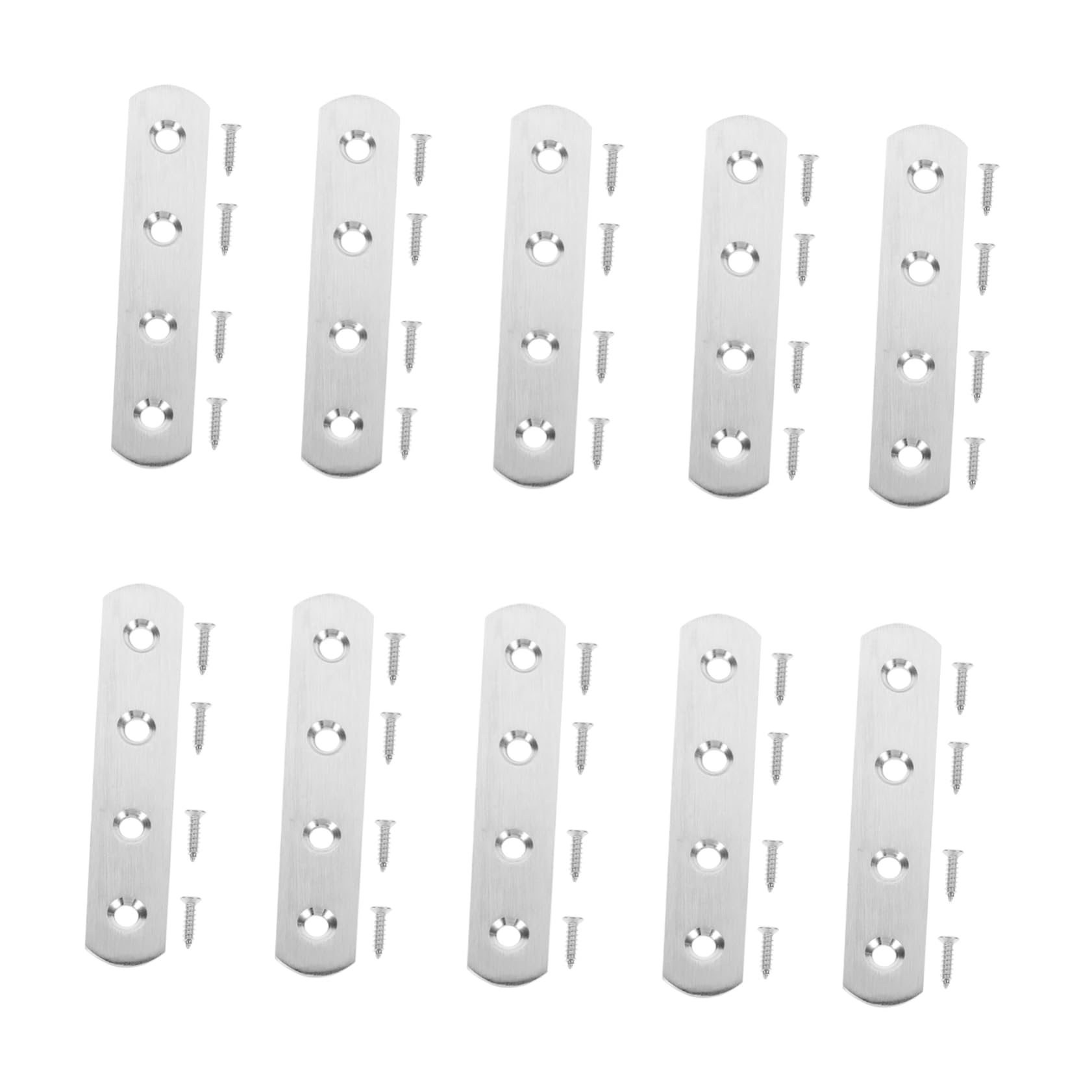 VILLFUL 10 Sets Straight Film Corner Brace Joining Plate Connector Right Angle Flat Straight Brace Fixing Bracket Flat Brace Brackets Fixing Plate Bracket Stainless Steel Silver