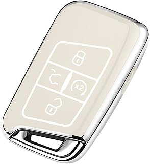 Tukellen for Volkswagen Key Fob Cover, Premium Soft TPU Full Protection Key Fob Case VW Tiguan Atlas Jetta Passat Golf Alltrack Smart Keyless Fob Remote Key (White)