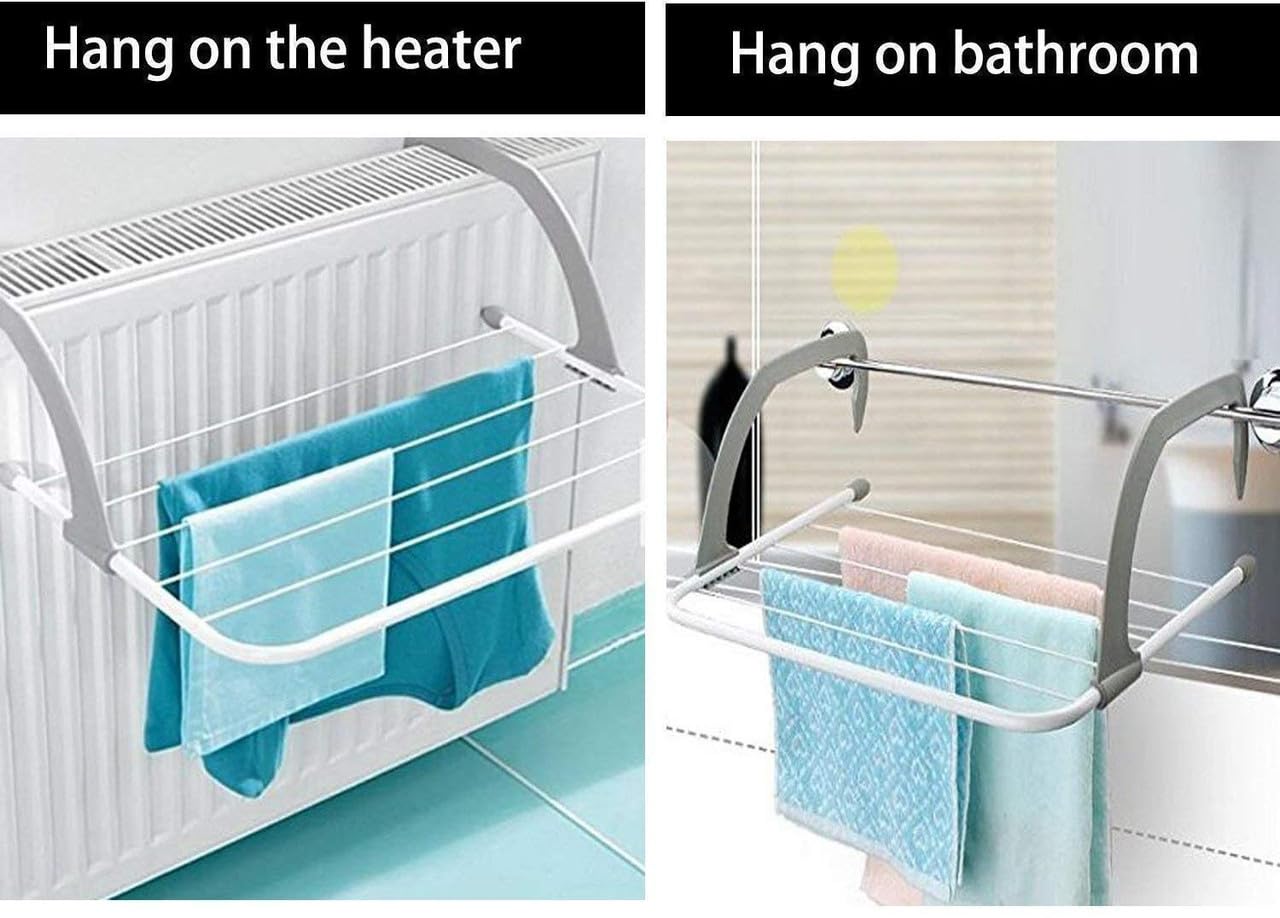 HRWIN Balcony Towel & Cloth Drying Stand – Foldable Railing Hanger Rack | Multipurpose Laundry Dryer for Bathroom, Outdoor/Apartment Balcony (1 Pcs)