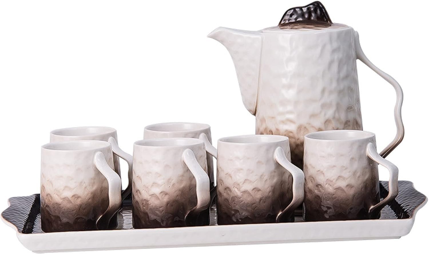 Zestaw filiżanek do espresso, kubki do kawy, herbata porcelanowa dla dorosłych 1 czajniczek 6 Nordic Service dla osób do użytku domowego i biurowego Prezent(Brown)