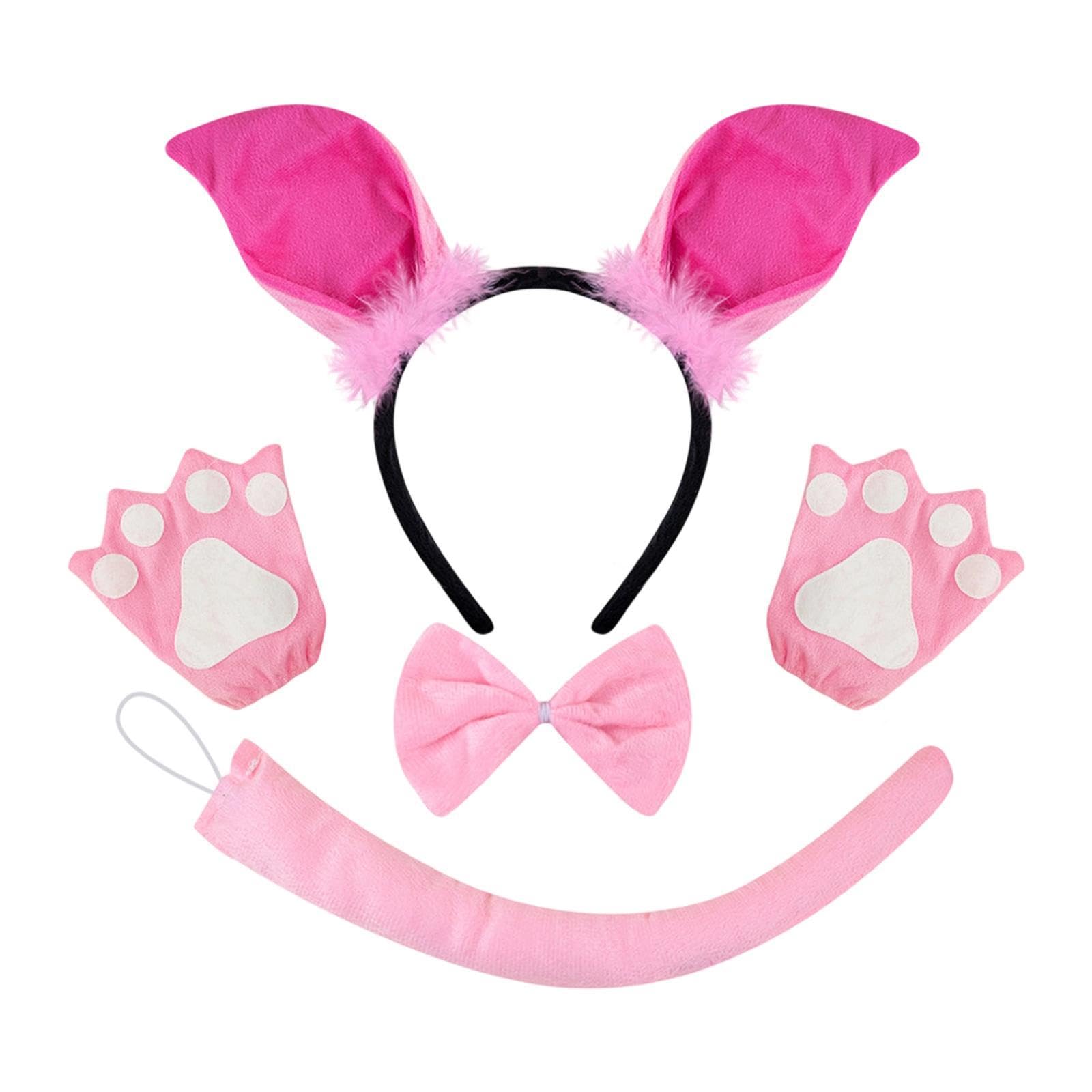 Pig Ears Headband Cute Costume Accessory for Holiday Stage Performance Party Pink Set has Glove-Clothing & Accessories-Women-Accessories-Sport Headbands-image-21