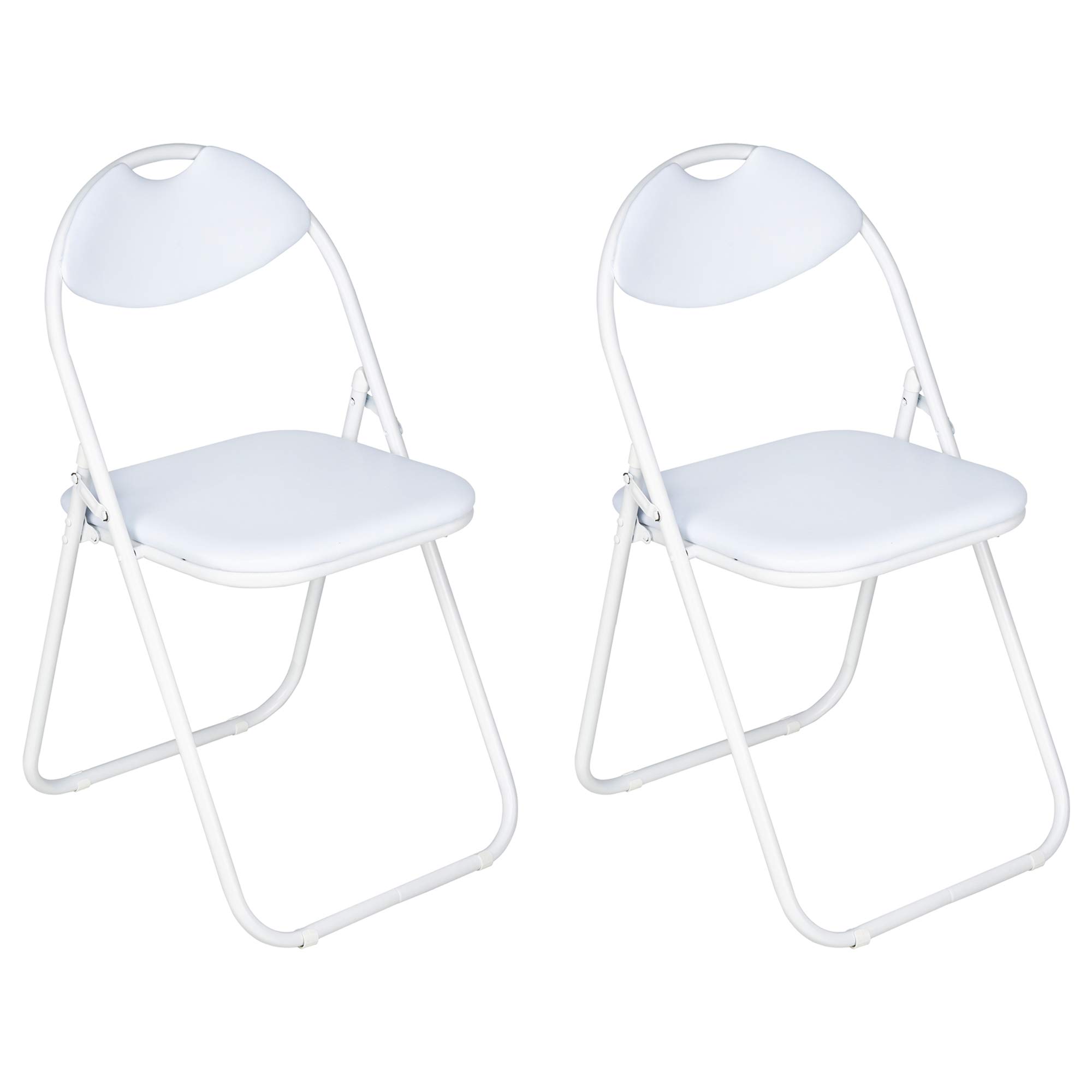 Nyxi Set of 2 Folding Chair, Padded Paris Faux Leather, Home Office Dining (2 X Chair, White)
