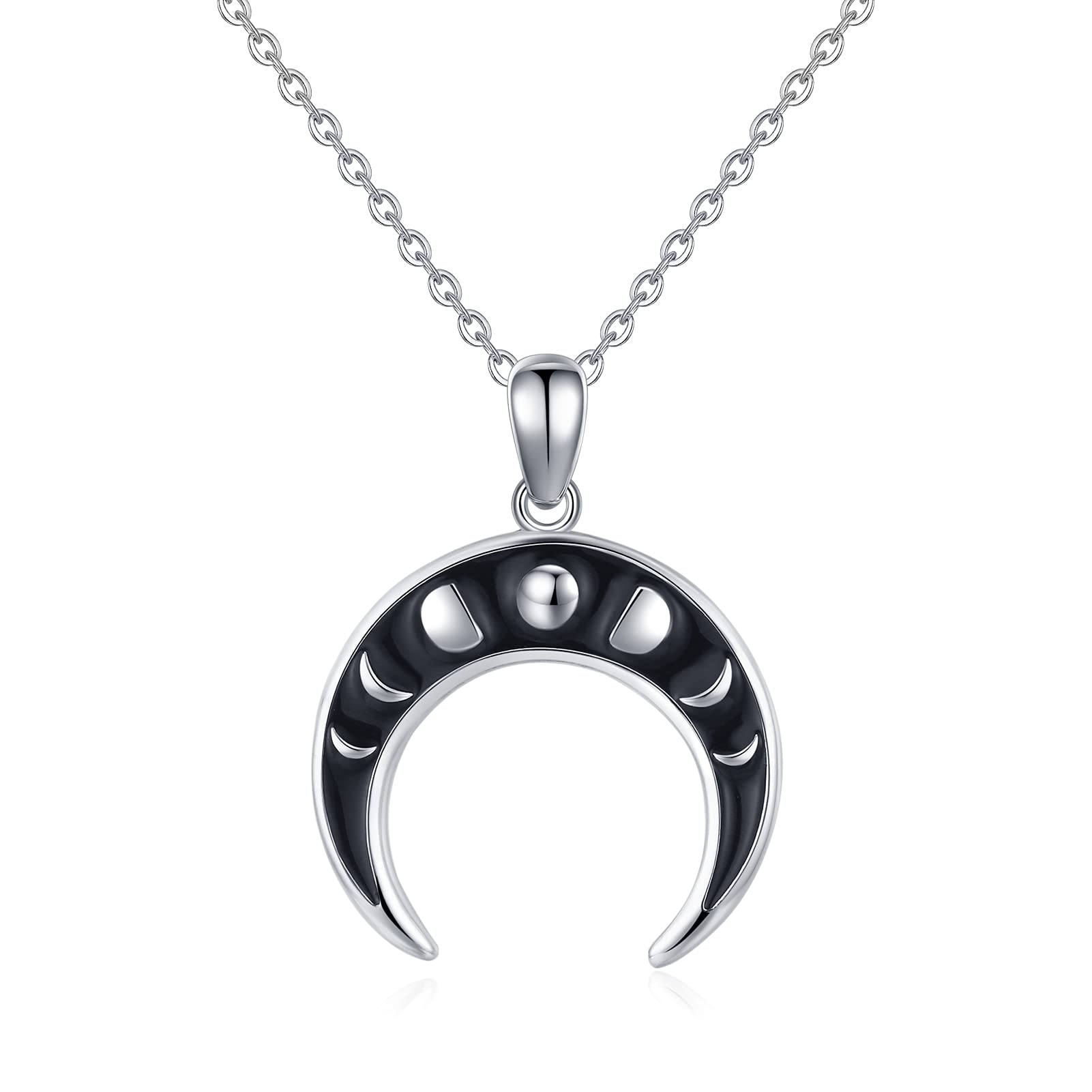 StoryMidirCresent Moon Necklace 925 Sterling Silver Moon Phase Necklace Moon Charm Jewelry Gifts for Women Girls Teens, Sterling Silver, sterling silver