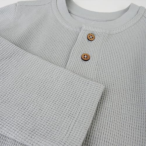 HonestBaby 5-pack Waffle Henley Long Sleeve Shirts 100% Organic Cotton for Infant Baby and Toddler Boys, Unisex3