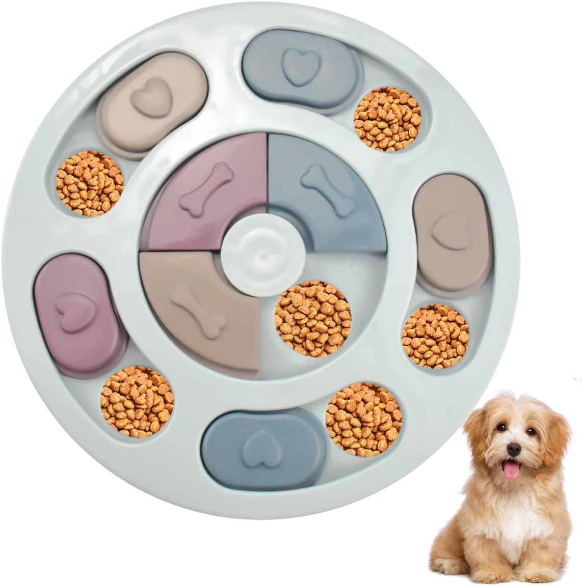 Pinsheng Juguete de Puzle para Perros, Dispensador de Premios para Perrito, Alimentador de Juegos de Entrenamiento, Juguete Interactivo sin Derrames(Azul)