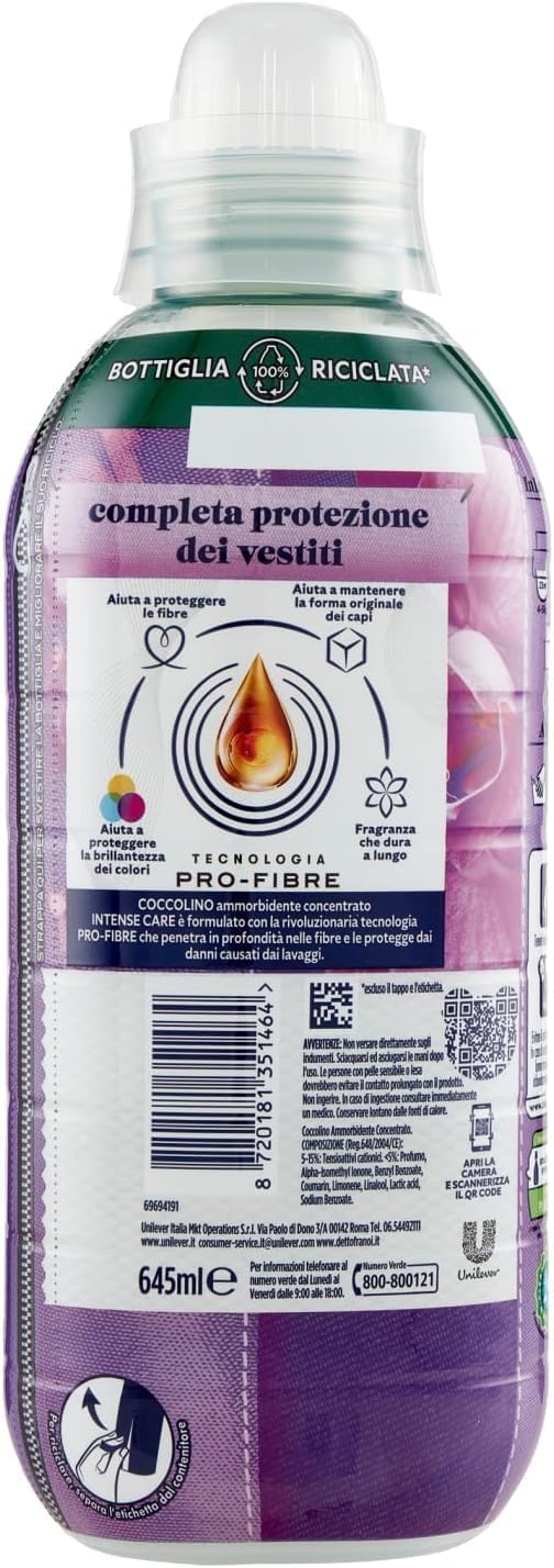 Coccolino - Ammorbidente concentrato, orchidea viola e mirtilli, 645 ml, 28 lavaggi, 10 pezzi + portachiavi Italy Shop Service in omaggio