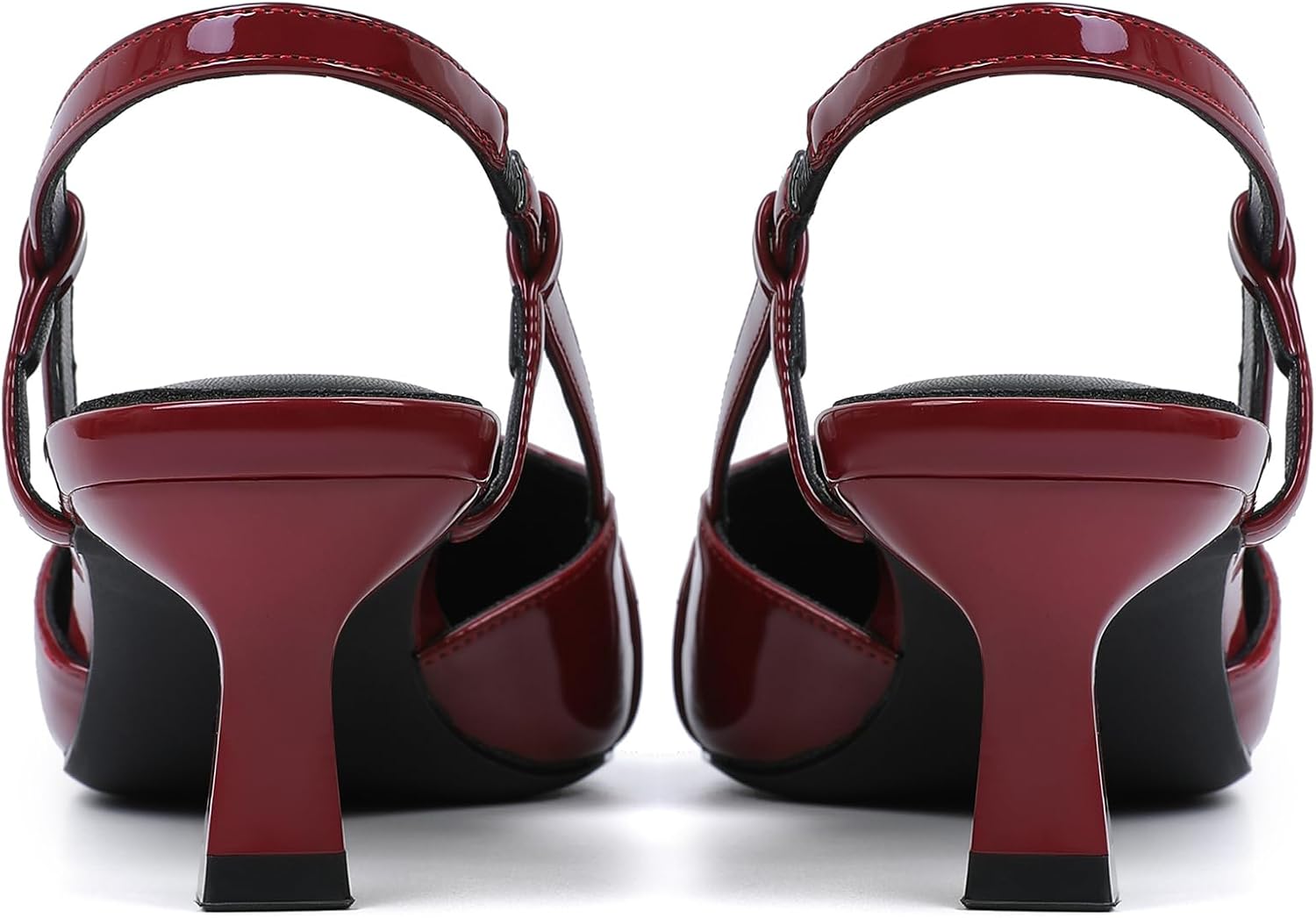 Mostrin Kitten Heels for Women Pointed Toe Pumps Patent Leather Low Heel Slingback Heels with Buckle Dress Shoes for Dating Party Working - Image 8