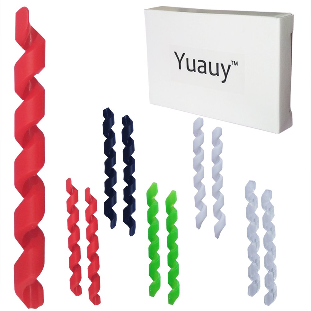 Yuauy Cable Sleeve (Total 10 Pcs) 2 PCs in each 5 Colors Wrap Spiral Bicycle Rubber Housing Protector Frame Guard for MTB Bike Shift Brake Line Pipe Anti-friction Black Red White Green Transparent